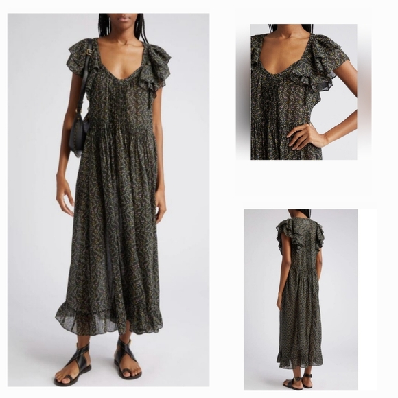 Isabel Marant Black and Purple Maxi Dress - Picture 1 of 2